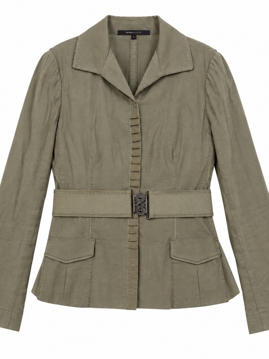 Elie Tahari Jackets & Blazers - Elie Tahari linen blend khaki green belted utility jacket